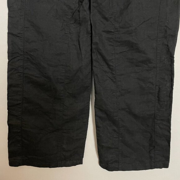 Black Pants Linen‎ Cotton Buckle Waist Size 2 Low Rise Cropped Skater Casual - Picture 8 of 13